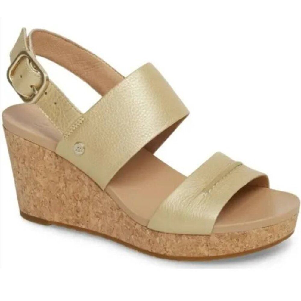 UGG Australia ELENA II METALLIC Womens Wedge Platform Sandals Size 8.5 Authentic